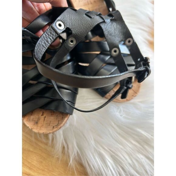 COACH ADRIENN STRAPPY LEATHER SANDAL SHOE BLACK size 10 - Picture 3 of 7